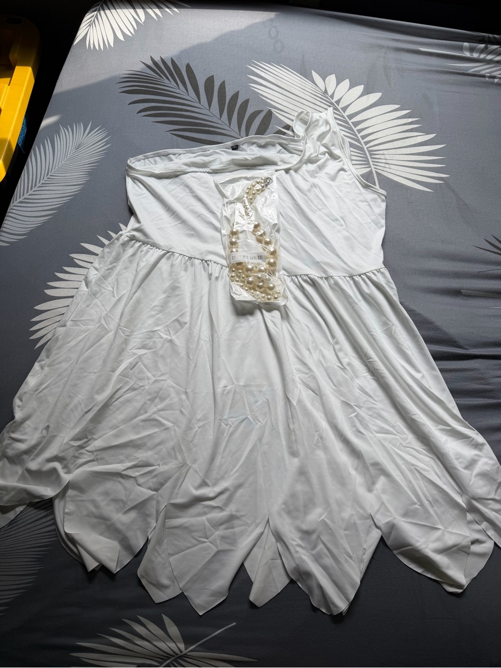 NWOT White One-Shoulder Women's Dress with Pearl Accent